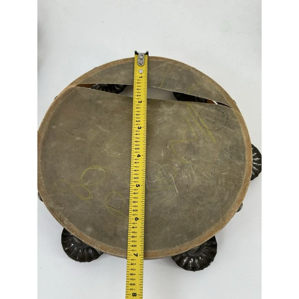 Vintage Rawhide Tambourine Lot Of 3 Calf Skin Head